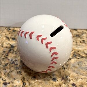Baseball Ceramic Coin Bank 3.25 Diameter